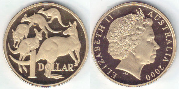 2000 Australia $1 (mob of roos) Proof A003299
